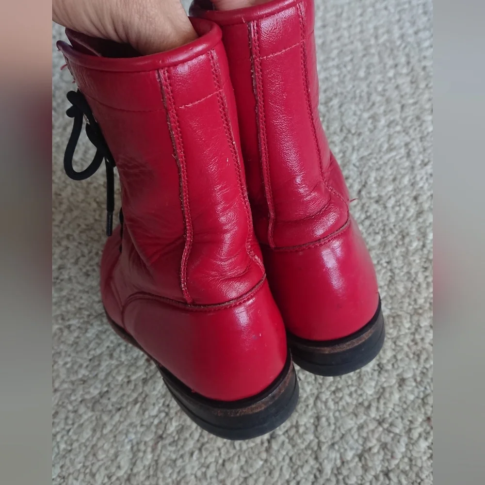 Justin red leather lace-up Packer boots SIZE 6